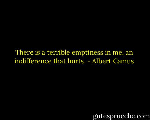 There is a terrible emptiness in me, an indifference that hurts. - Albert Camus