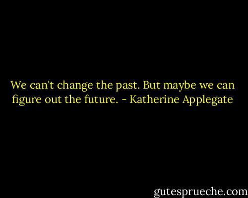 We can't change the past. But maybe we can figure out the future. - Katherine Applegate