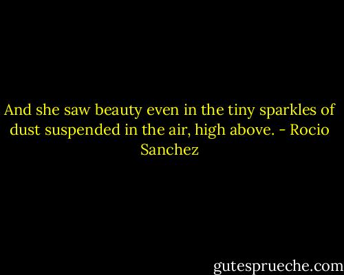 And she saw beauty even in the tiny sparkles of dust suspended in the air, high above. - Rocio Sanchez