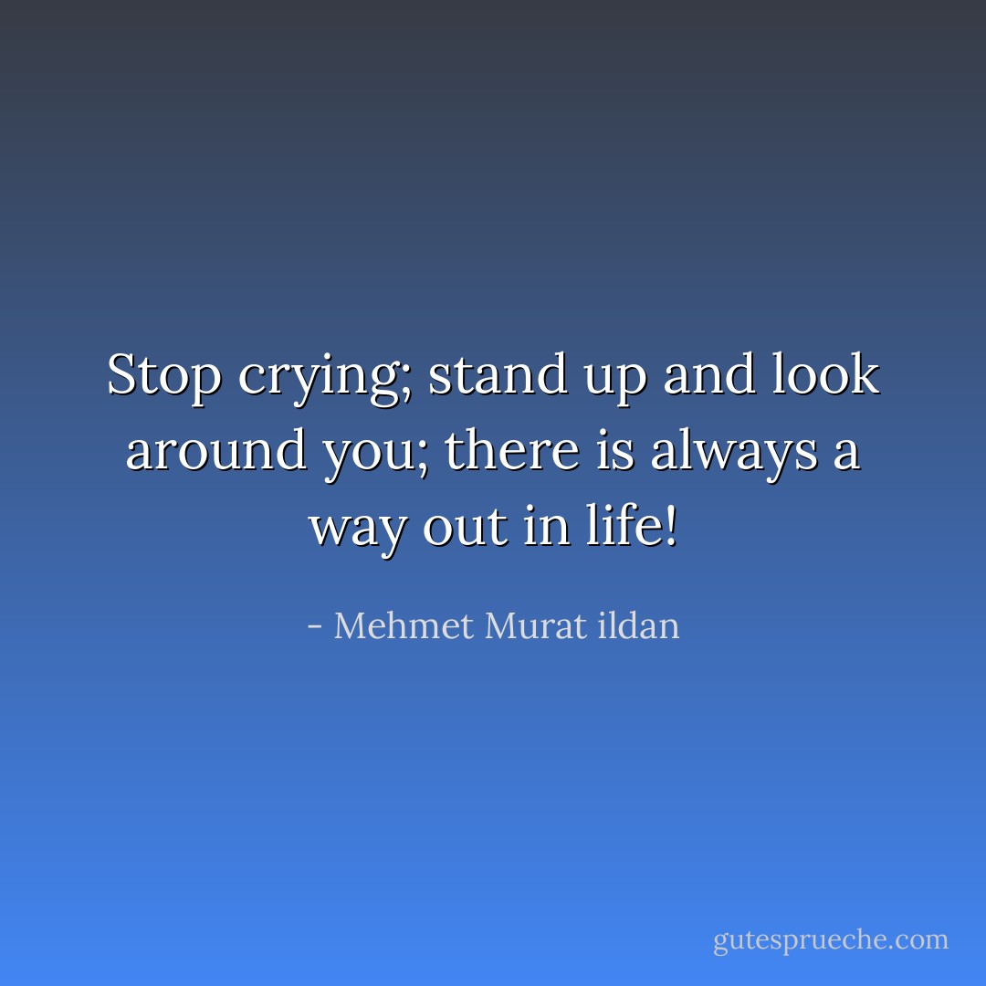 Stop crying; stand up and look around you; there is always a way out in life! - Mehmet Murat ildan