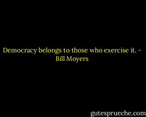 Democracy belongs to those who exercise it. - Bill Moyers
