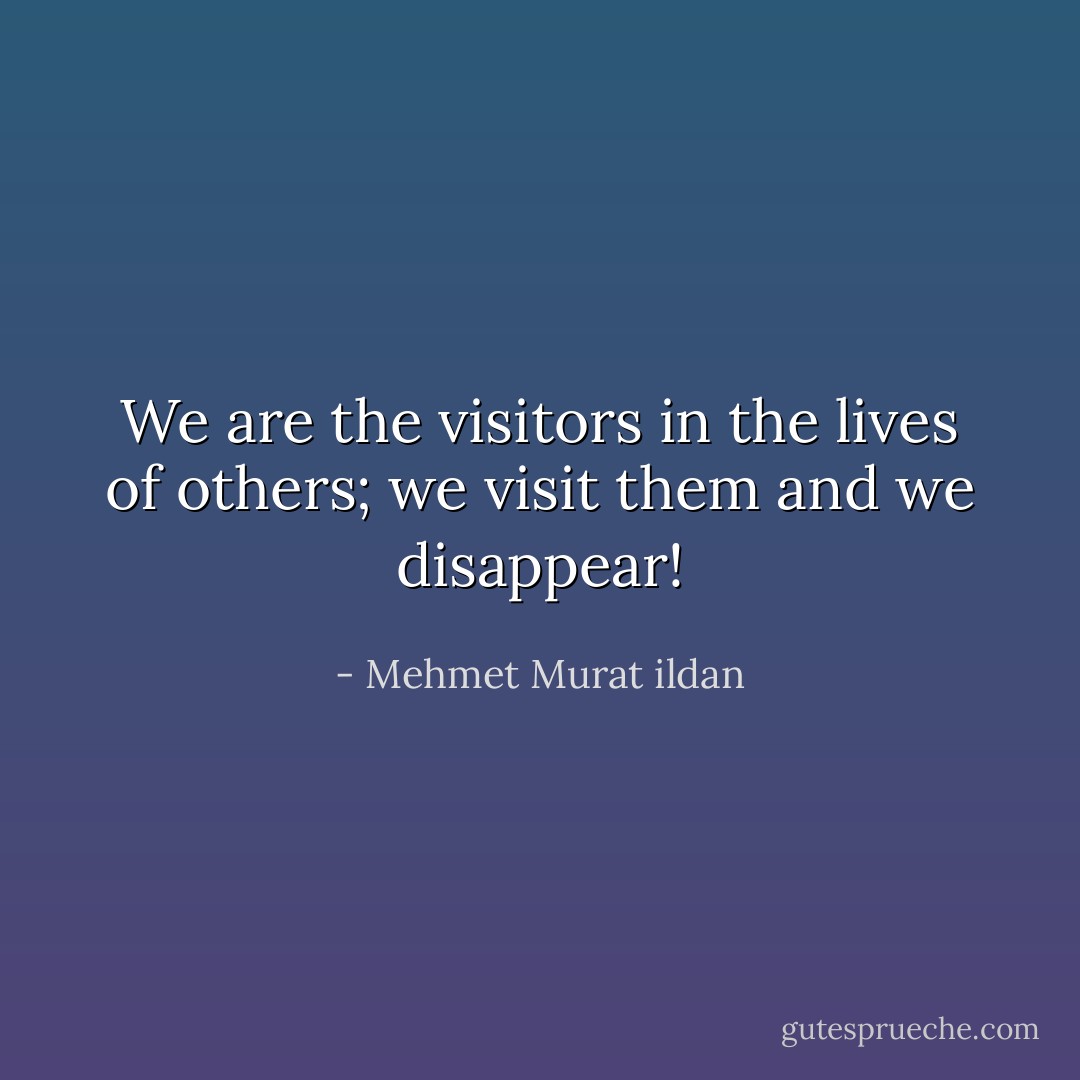 We are the visitors in the lives of others; we visit them and we disappear! - Mehmet Murat ildan