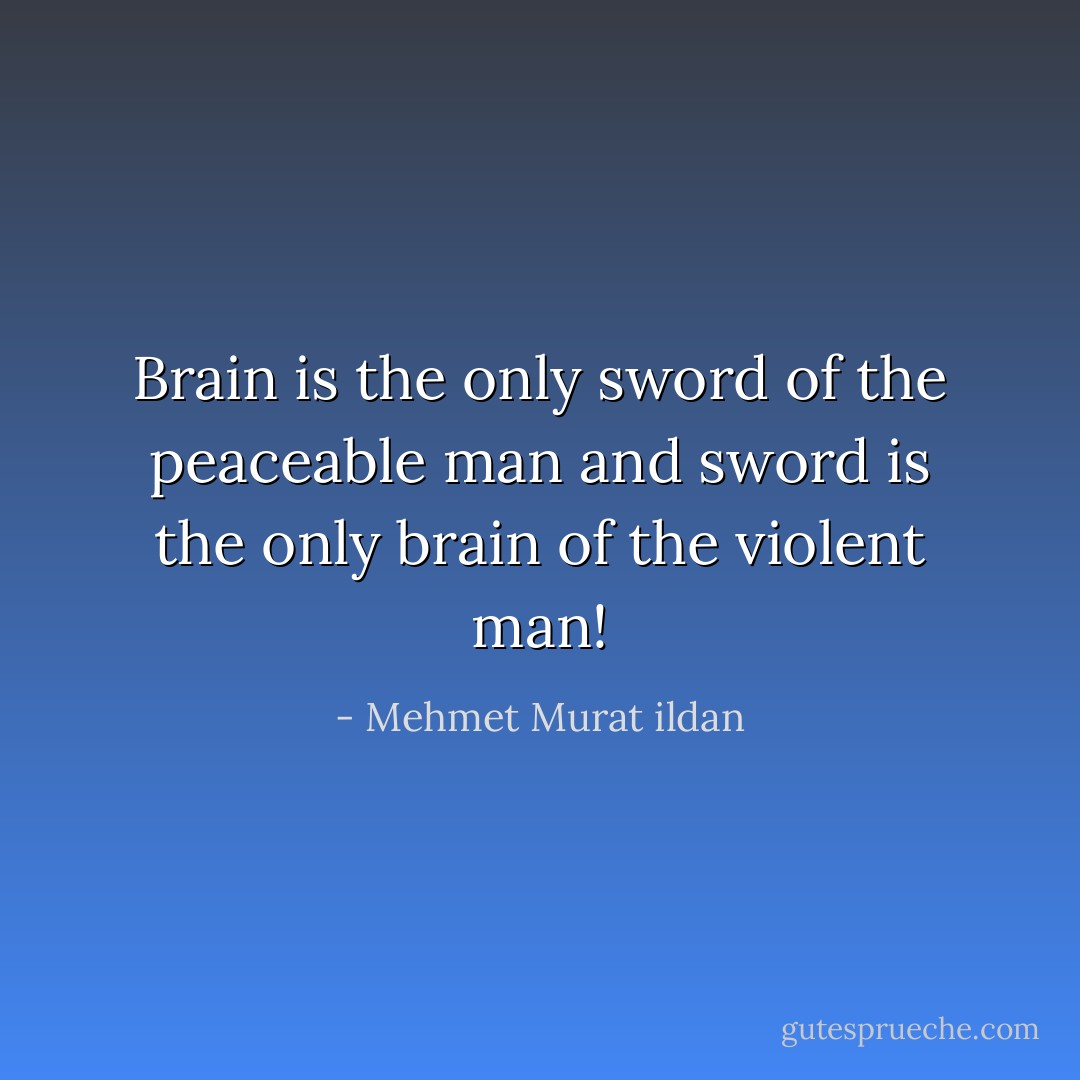 Brain is the only sword of the peaceable man and sword is the only brain of the violent man! - Mehmet Murat ildan