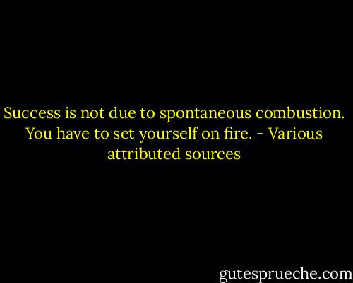 Success is not due to spontaneous combustion. You have to set yourself on fire. - Various attributed sources