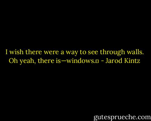 I wish there were a way to see through walls. Oh yeah, there is—windows.  - Jarod Kintz