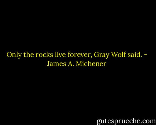Only the rocks live forever, Gray Wolf said. - James A. Michener