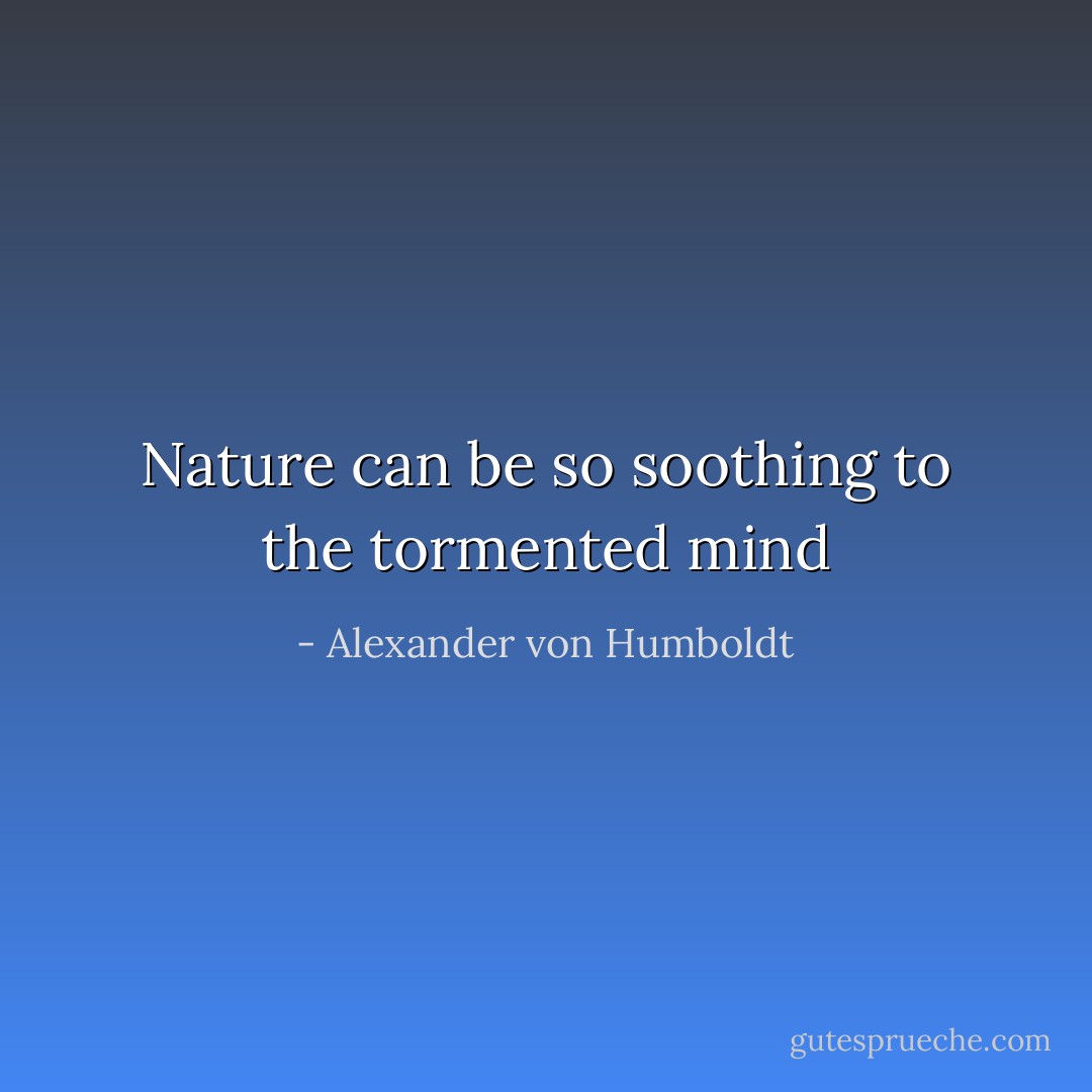 Nature can be so soothing to the tormented mind - Alexander von Humboldt