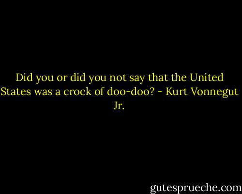 Did you or did you not say that the United States was a crock of doo-doo? - Kurt Vonnegut Jr.