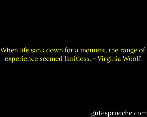 When life sank down for a moment, the range of experience seemed limitless. - Virginia Woolf