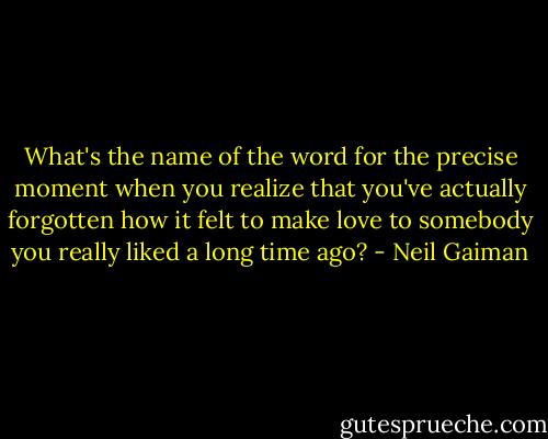 What's the name of the word for the precise moment when you realize that you've actually forgotten how it felt to make love to somebody you really liked a long time ago? - Neil Gaiman