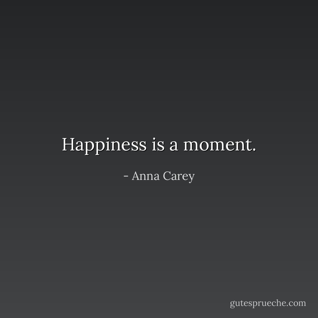 Happiness is a moment. - Anna Carey