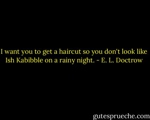 I want you to get a haircut so you don't look like Ish Kabibble on a rainy night. - E. L. Doctrow