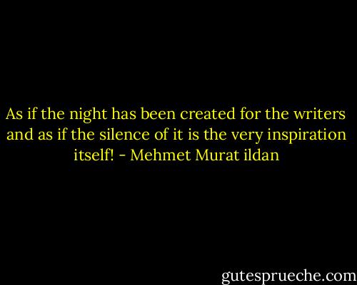 As if the night has been created for the writers and as if the silence of it is the very inspiration itself! - Mehmet Murat ildan
