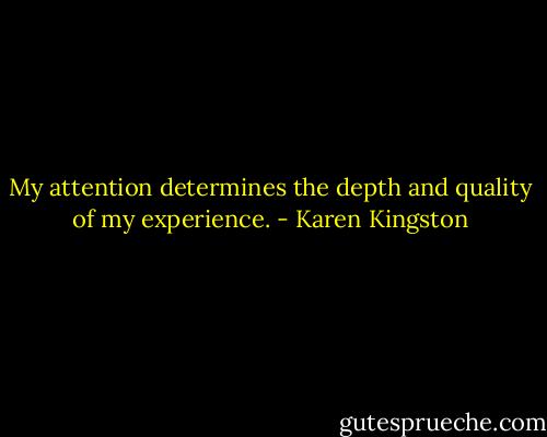 My attention determines the depth and quality of my experience. - Karen Kingston