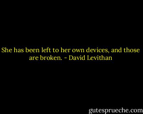 She has been left to her own devices, and those are broken. - David Levithan