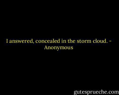 I answered, concealed in the storm cloud. - Anonymous