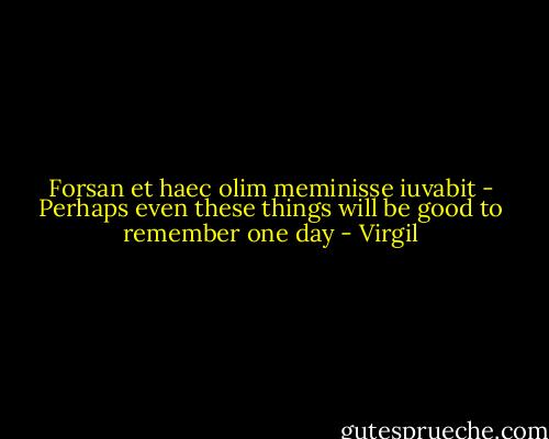 Forsan et haec olim meminisse iuvabit - Perhaps even these things will be good to remember one day - Virgil