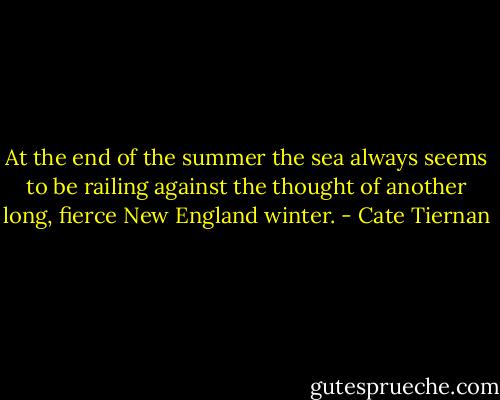 At the end of the summer the sea always seems to be railing against the thought of another long, fierce New England winter. - Cate Tiernan
