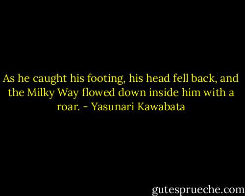 As he caught his footing, his head fell back, and the Milky Way flowed down inside him with a roar. - Yasunari Kawabata