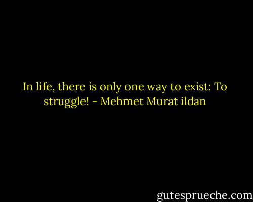 In life, there is only one way to exist: To struggle! - Mehmet Murat ildan