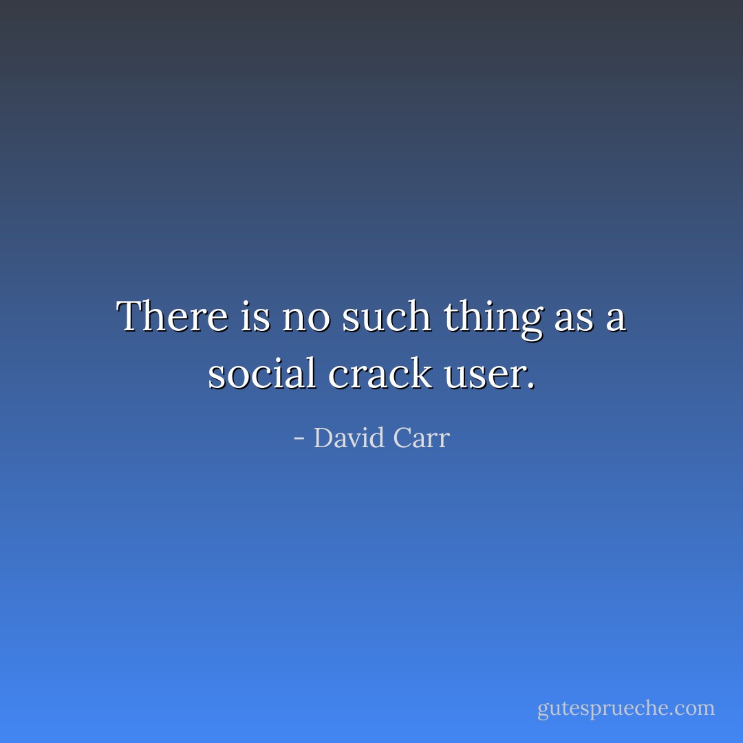 There is no such thing as a social crack user. - David Carr