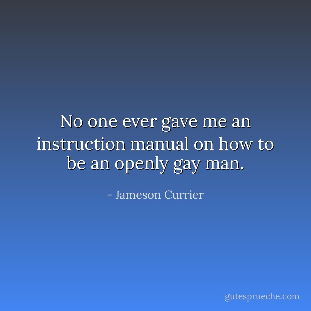 No one ever gave me an instruction manual on how to be an openly gay man. - Jameson Currier