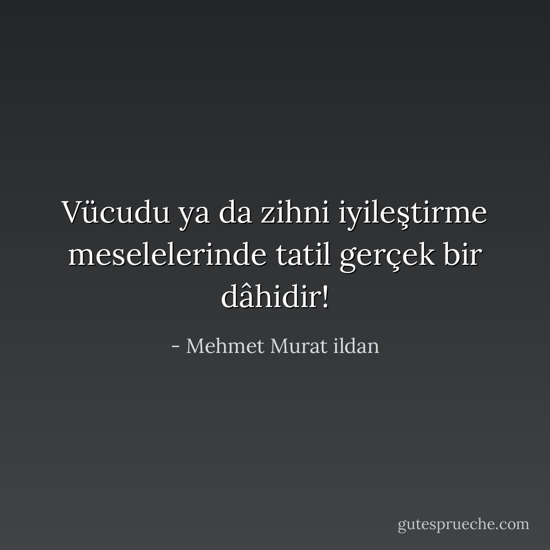 Vücudu ya da zihni iyileştirme meselelerinde tatil gerçek bir dâhidir! - Mehmet Murat ildan