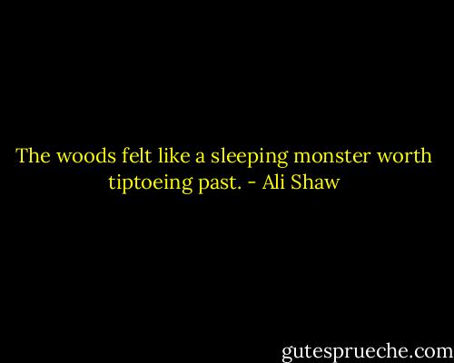 The woods felt like a sleeping monster worth tiptoeing past. - Ali Shaw