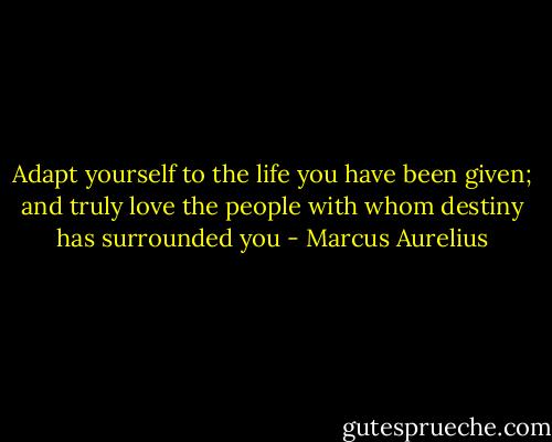 Adapt yourself to the life you have been given; and truly love the people with whom destiny has surrounded you - Marcus Aurelius