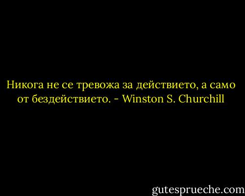Никога не се тревожа за действието, а само от бездействието. - Winston S. Churchill