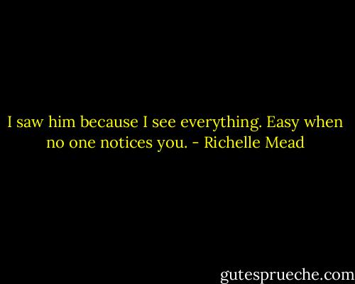 I saw him because I see everything. Easy when no one notices you. - Richelle Mead