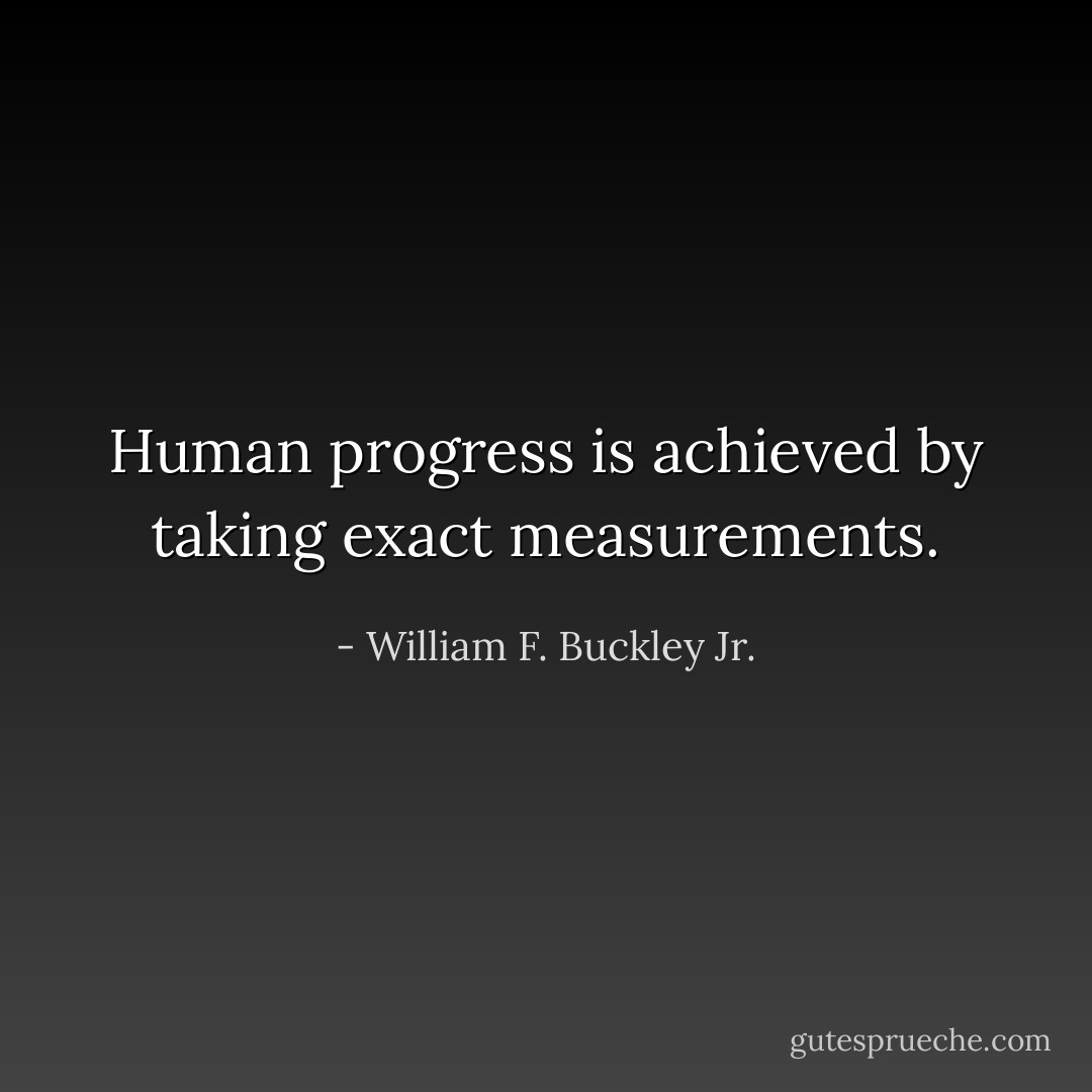 Human progress is achieved by taking exact measurements. - William F. Buckley Jr.