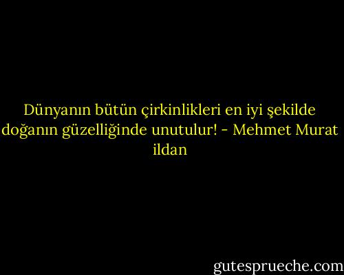 Dünyanın bütün çirkinlikleri en iyi şekilde doğanın güzelliğinde unutulur! - Mehmet Murat ildan