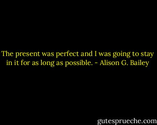 The present was perfect and I was<br />going to stay in it for as long as possible. - Alison G. Bailey