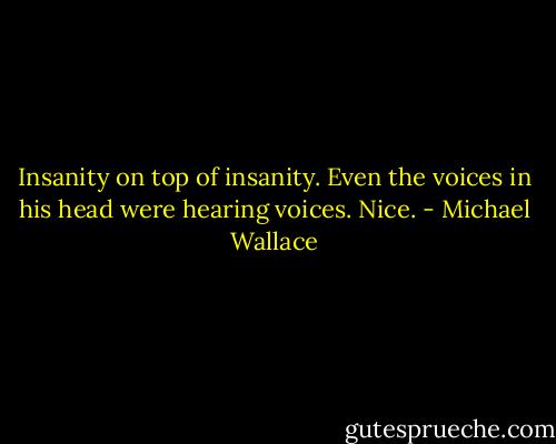 Insanity on top of insanity. Even the voices in his head were hearing voices. Nice. - Michael Wallace