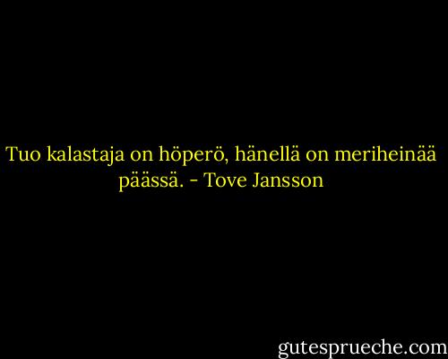 Tuo kalastaja on höperö, hänellä on meriheinää päässä. - Tove Jansson