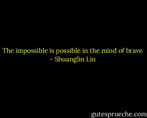 The impossible is possible in the mind of brave - Shuanglin Lin