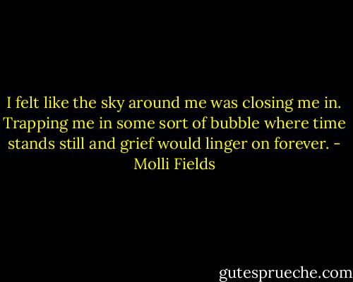 I felt like the sky around me was closing me in. Trapping me in some sort of bubble where time stands still and grief would linger on forever. - Molli Fields