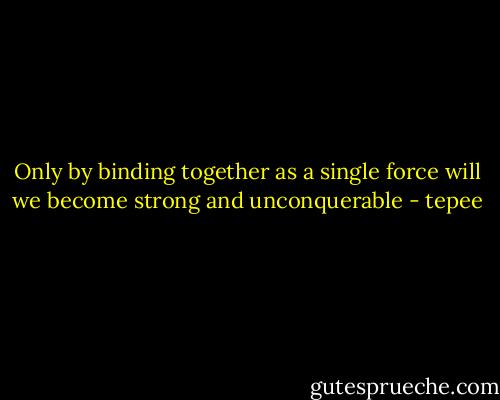 Only by binding together as a single force will we become strong and unconquerable - tepee