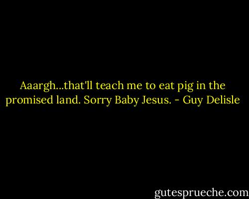 Aaargh...that'll teach me to eat pig in the promised land. Sorry Baby Jesus. - Guy Delisle