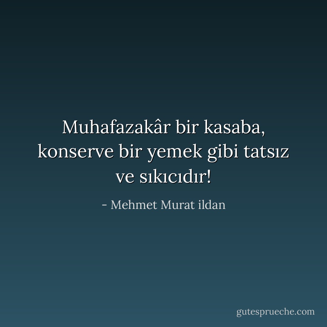 Muhafazakâr bir kasaba, konserve bir yemek gibi tatsız ve sıkıcıdır! - Mehmet Murat ildan
