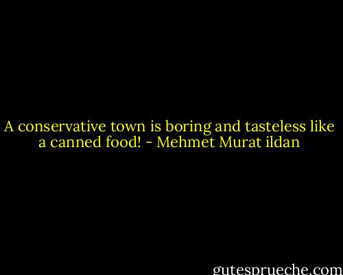 A conservative town is boring and tasteless like a canned food! - Mehmet Murat ildan