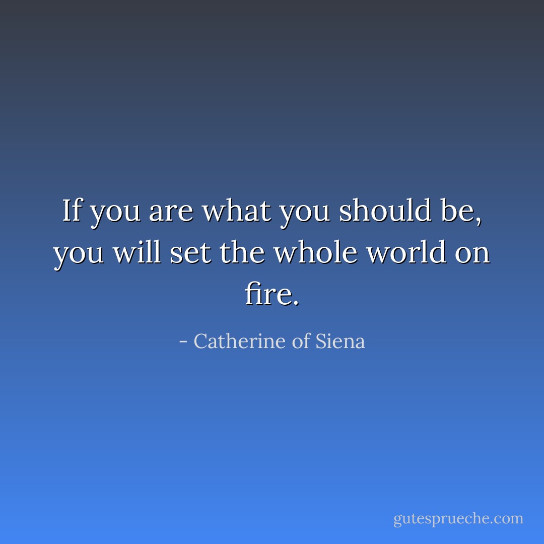 If you are what you should be, you will set the whole world on fire. - Catherine of Siena