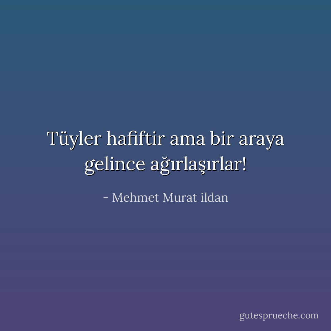 Tüyler hafiftir ama bir araya gelince ağırlaşırlar! - Mehmet Murat ildan