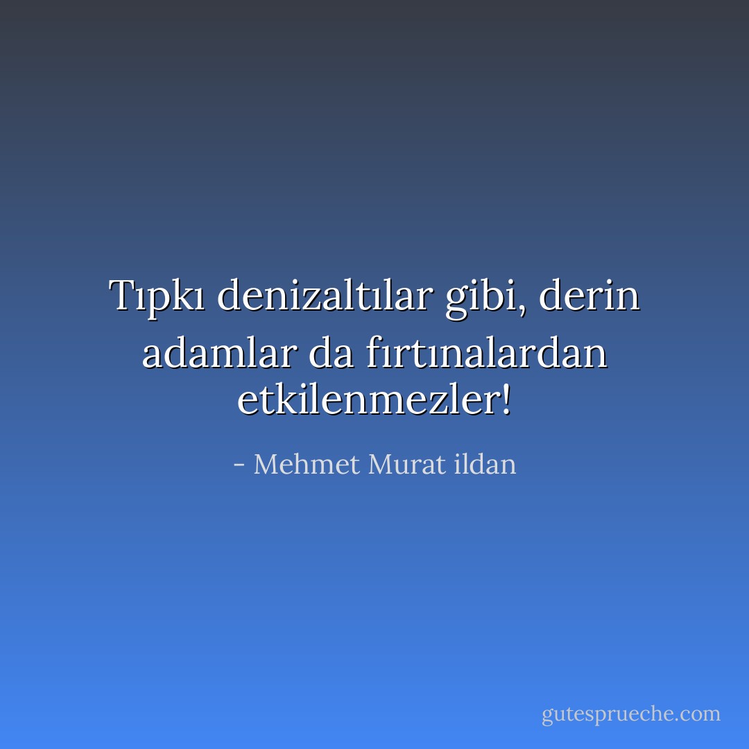 Tıpkı denizaltılar gibi, derin adamlar da fırtınalardan etkilenmezler! - Mehmet Murat ildan