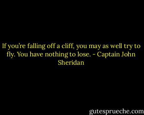 If you’re falling off a cliff, you may as well try to fly. You have nothing to lose. - Captain John Sheridan