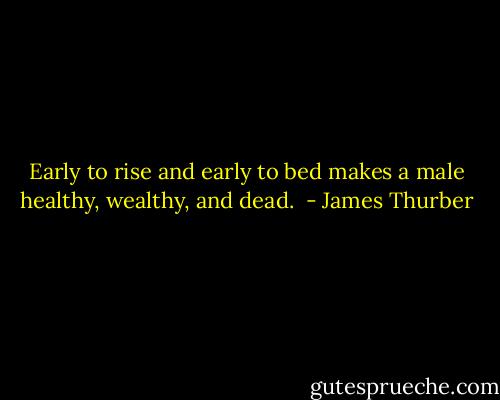 Early to rise and early to bed makes a male healthy, wealthy, and dead.  - James Thurber