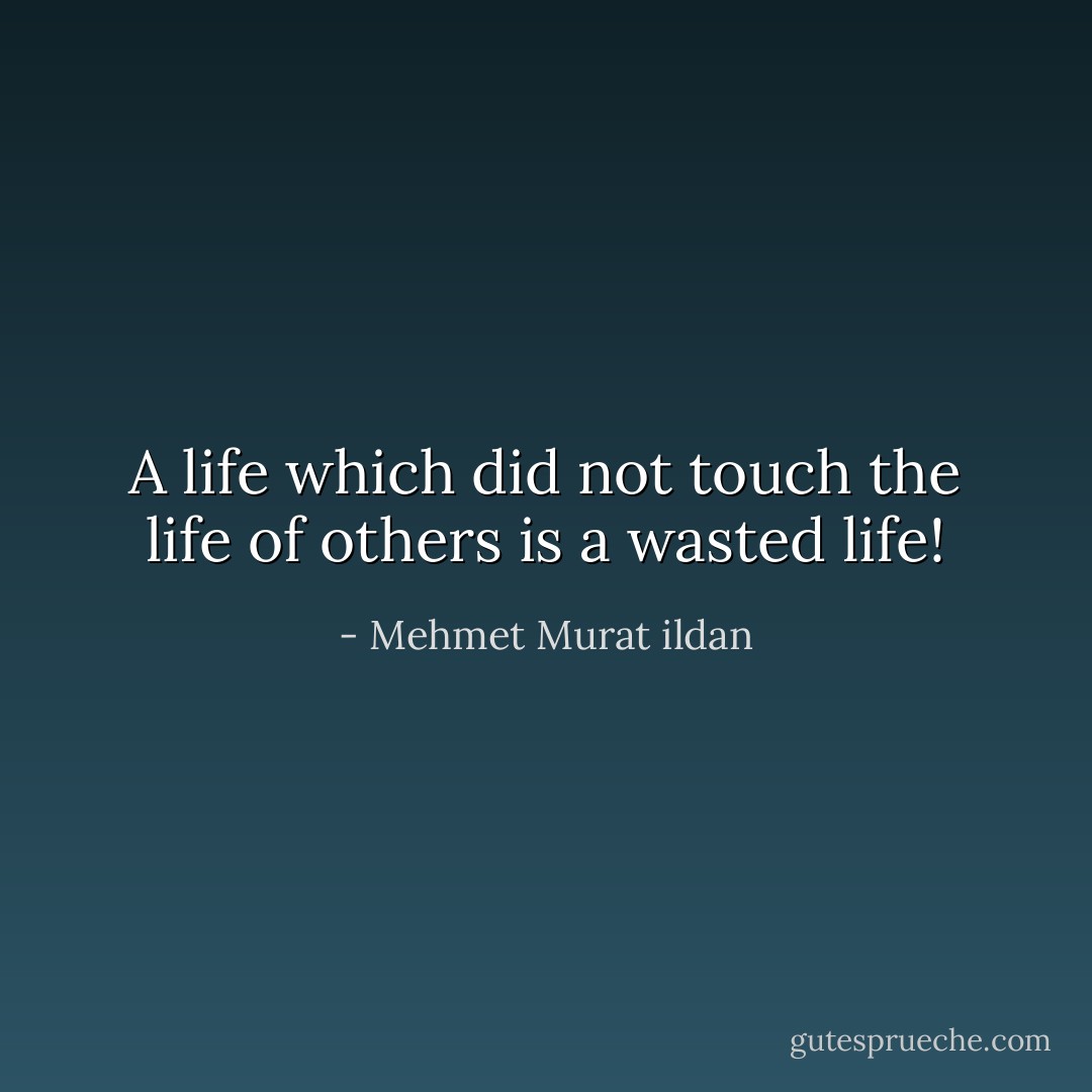 A life which did not touch the life of others is a wasted life! - Mehmet Murat ildan
