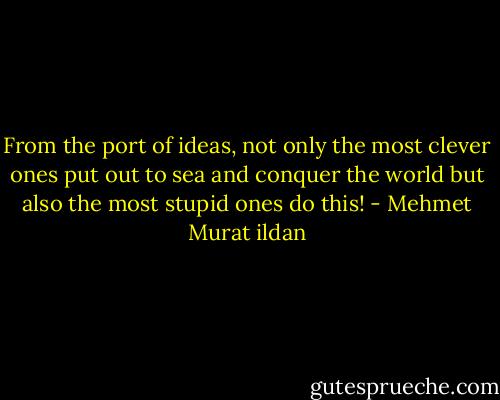 From the port of ideas, not only the most clever ones put out to sea and conquer the world but also the most stupid ones do this! - Mehmet Murat ildan