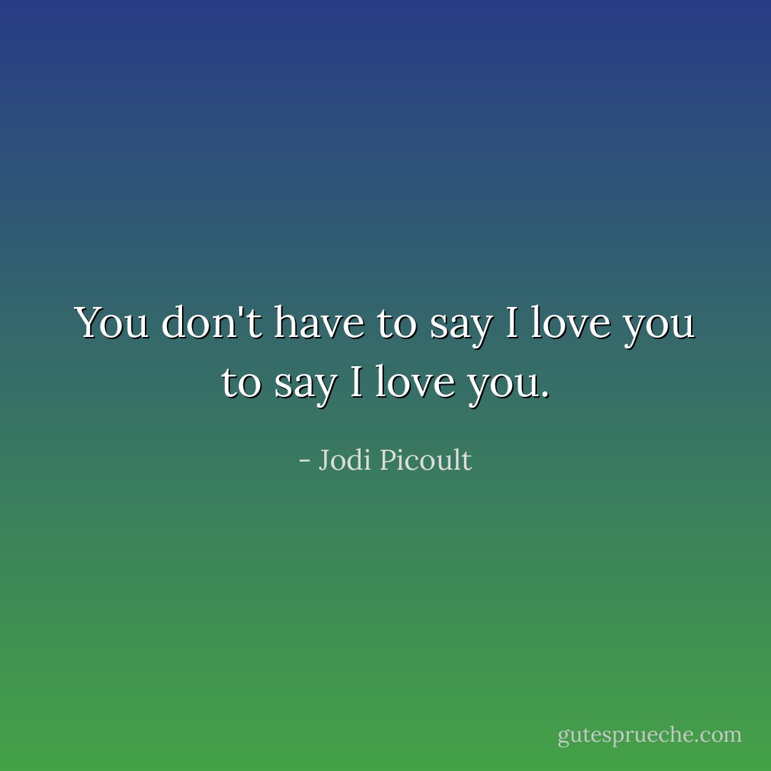 You don't have to say I love you to say I love you. - Jodi Picoult